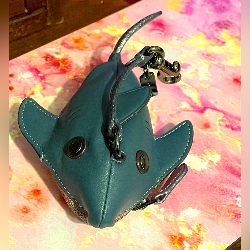 Coach Shark Coin Case Wallet Card Bag Charm Purse Never Used
